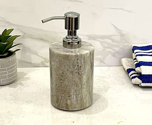 Wigano Stone Seifenspender aus Naturstein mit Chrompoliturpumpe, ideal für Zimmer, Badezimmer, Luxushotel-Badezimmer (braun)