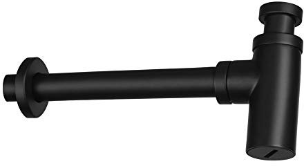Designer Siphon Brass for Wash Basin Black or White 1 1/4 Inch Syphon Siphon Drain Valve Drain Valve for Washbasin Pipe Trap Odour Trap Immersion Pipe (Black)