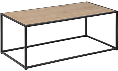 Amazon Basics Jörn Rechteckiger Couchtisch mit Tischplatte in Wildeiche Optik und Schwarzem Stahlrahmen, Wohnzimmermöbel, B: 100 x H: 40 x T: 50 cm(Früher Movian)