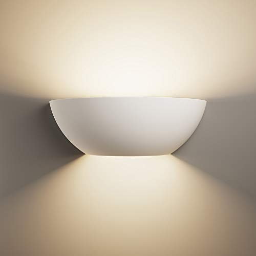 LightHub Half Moon Up Down Plaster Uplighter Wall Sconce Lights - Ideal as Indoor Wall Lights, Wall Lighting Fixtures, Bedroom, Bedside, Living Room, Stair Lights