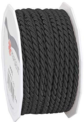 C.E. Pattberg MOSEL Ficelle noir, 25 m de Cordelette Tissée, Largeur 4 mm, Accessoire pour Décoration, Bricolage, Travaux Manuels et Emballage Cadeau