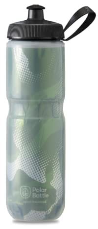 Polar Bottle Sport Insulated Water Bottle - BPA-Free, Sport & Bike Squeeze Bottle with Handle (Contender - Olive & Silver, 24 oz)