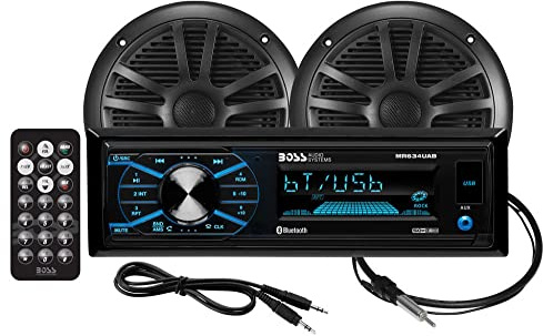 BOSS Audio Systems MCBK634B.6 Marine Boat Stereo & 6.5 Inch Speakers - Bluetooth, No CD DVD Player, Radio Receiver Head Unit, Dipole Antenna