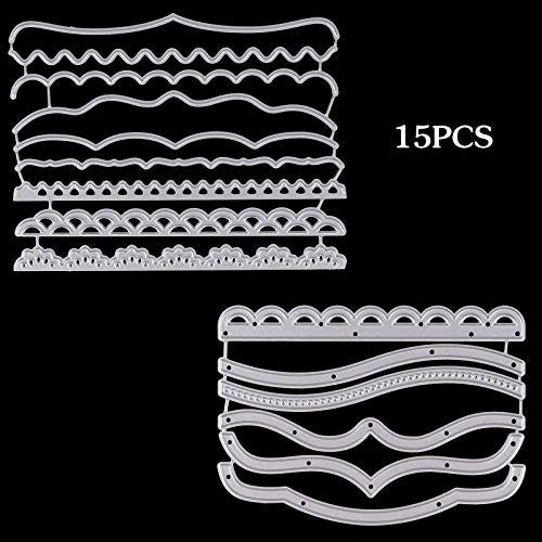OOTSR 15Stk Stanzmaschine Stanzschablone, Stanzformen Metall Prägeschablone, Scrapbooking Prägeschablonen für Fotopapier, Karten, Handwerk Prägen DIY Herstellung Geburtstag Geschenk