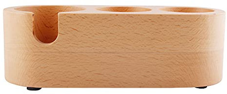 ANCLLO Porte-filtre à café à trois trous - Station de Bourrage de Café en Bois, 58 mm, base en bois avec patins antidérapants pour la fabrication de café, distributeur de café, facile à utiliser