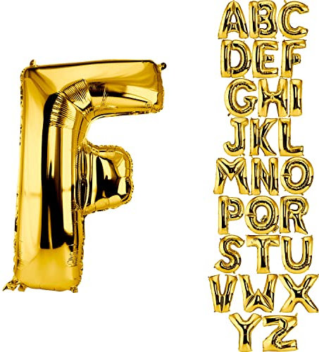 DekoRex Folienballon Gold 82cm Luftballon Geburtstag Hochzeit Deko (Buchstabe F)
