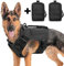 AIWAI Taktisches Hundegeschirr für mittlere und große Rassen, Molle-Panels Metallschnalle, Weste mit Seitentaschen, Taschen für Service-Arbeitstraining Schwarz,L, mit 2 Beuteln