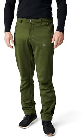 DANISH ENDURANCE Pantalone Softshell, Foderato in Pile, Antivento, Idrorepellente, Isolante e Traspirante, da Uomo, Verde, XL