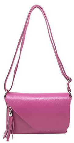 Tracollina Borsa Donna in Pelle Italiana Borsetta a Spalla (Fucsia)