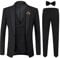 YOUTHUP Herren Anzug Slim Fit 3 Teiliger Herrenanzug Modern Smoking mit Fliege und Broschen für Hochzeit Abschlussball, Schwarz, XXL