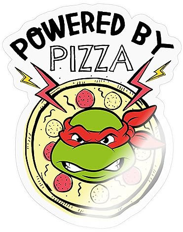 Spreadshirt Teenage Mutant Ninja Turtles Powered By Pizza Sticker Aufkleber, 10 x 10 cm, Transparent glänzend