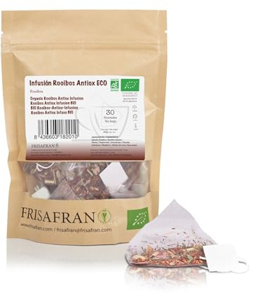 FRISAFRAN | Infuso Rooibos Biologico in Piramidi 30 Unità | 60g | Infuso | Nutriente | Idratante | Antiossidante rinfrescante | Rooibos | roibos si | infusione bustine | vitaminizzato | tè senza