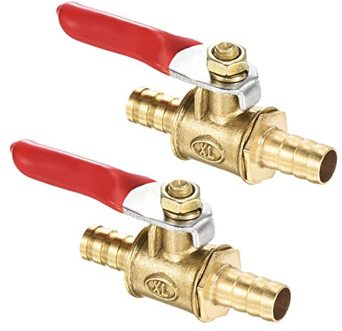 sourcing map 2Pack Kugelhahn Druckventil Bewässerung Kontrolle Widerhaken Absperrhahn 8mmx8mm Kupfer