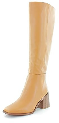 Sam Edelman Elsy - Stivali alti al ginocchio da donna con risvolto, Caramello largo polpaccio, 37.5 EU