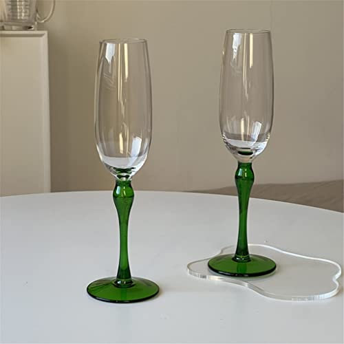 2 Pcs Vintage Vert Gobelet Champagne Verre Transparent Cristal Verre À Vin De Noce Drinkware (Vert 2 Pcs/Ensemble)