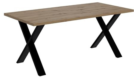 ALTDECOR Esstisch, ideal als Küchentisch oder Wohnzimmertisch, solide Konstruktion aus Möbelplatte,160x90x75 cm - Artisan Eiche Optik/Schwarz - KLYN X
