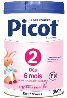 Milch PICOT Standard, 2. Jahr, 850 g, Milchpulver für Babys ab 6 Monaten – Babymilch von 6 bis 12 Monaten