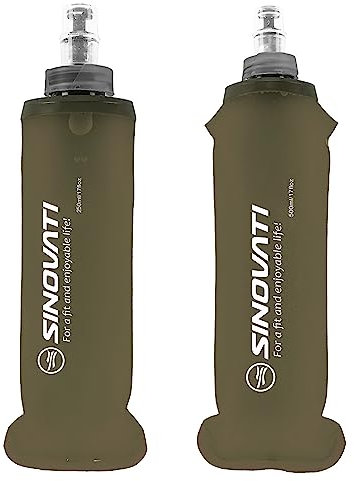 SINOVATI® TPU Faltbare Trinkflaschen, Soft Flask, Wasserflasche BPA-Frei Sportflasche für Trinkrucksack, Fahrrad, Wandern,Joggen,Camping und Klettern (Dunkelgrau, 250ml + 500ml)