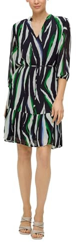 s.Oliver Damen 2142607 Volantkleid, 59A2 blau|Mehrfarbig, 34