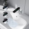 DETBOM Wasserhahn bad mit LED, Intelligente Wasserkraft Sel bsterzeugung Waschbecken Armaturen, Chrom Einhebelmischer Waschbecken, Silber