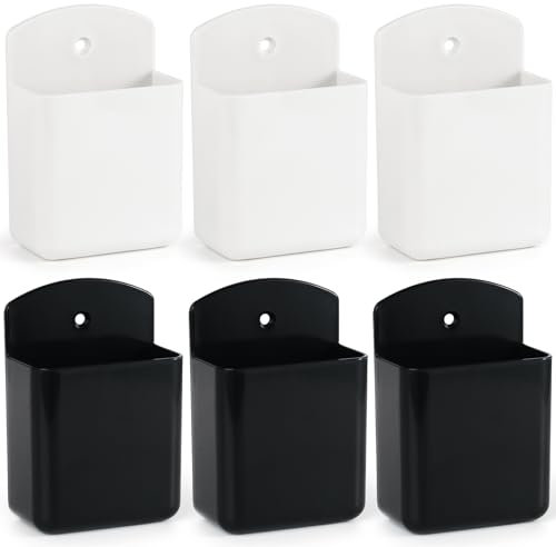 VACONICO 6 supporti da parete per telecomandi, porta telecomando TV, autoadesivi, per penne, per casa, ufficio, scuola (3 bianchi-3 neri)