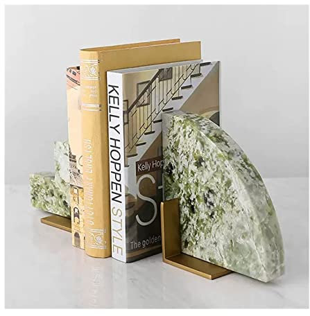 GRFIT Buchstützen Geometrische dekorative Buchstützen, Moderne Marmor-Messing-Buchstützen for Büroschreibtisch, Bücherregal, Raumdekoration, Heimbüro, Bücherständer oder Organizer Book Holder Halter