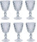 Juego de 6 vasos de vino vintage con diseño acanalado (cristal, azul y brillante)