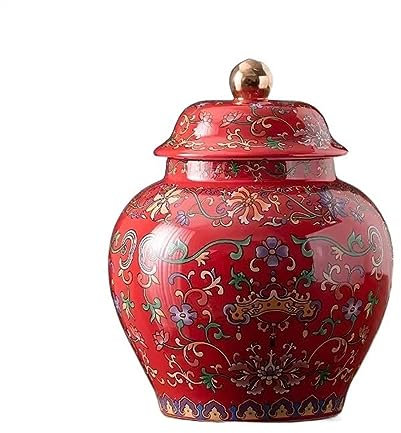 Tarro de Té Cerámica,Recipiente de almacenamiento de alimentos, recipiente de té esmaltado clásico de lujo, recipiente de cerámica grande para té negro, té verde, tarro de sellado para el hogar (Rosso