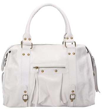 Gave Lux Umhängetasche für Damen. Handwerkliches Produkt. Außenmaterial: Echtes Leder. HERGESTELLT IN ITALIEN. GLX220609023FBG-WEISS. 41x28x13 cm