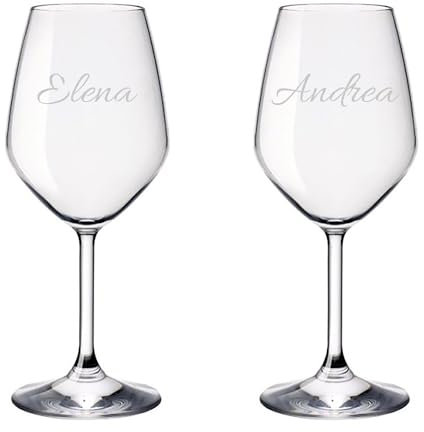 Coppia di Calici personalizzati Con incisione | Vino rosso O Vino Bianco | Idea regalo personalizzata | bomboniera | san valentino | eventi | anniversario (Vino Bianco)