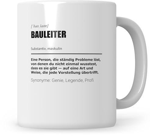 Sweetify Tasse Bauleiter Geschenk Hausbau Bauarbeiter Eigenheim Richtfest Bauherr Grundsteinlegung Baubeginn Baustelle Geschenkidee Bauleiter