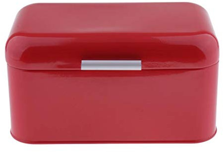 Panera de hierro rojo vintage – Panera grande para almacenamiento de cocina – Soporte de metal retro con tapa para panes y pasteles – Contenedor hermético de almacenamiento de alimentos – Adecuado