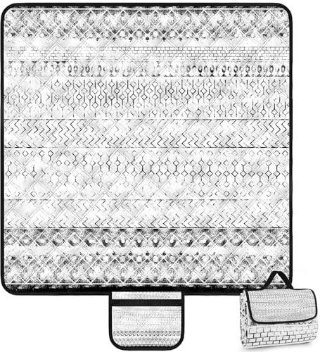 Jopee Picknickdecke 200x200cm, Groß Isoliert Stranddecke Sandfrei für 4-6 Personen, Waschbar Und Faltbare Picnic Blanket mit Tragegrif, Strandmatte für Strand, Picknick, Wandern, Park, Reisen