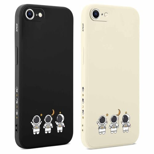Foonary 2 Stück Hülle für iPhone 7/8/SE 2020/SE 2022 4,7, Handyhülle mit Aesthetic Motiv Mode Muster Design Case, Silikon TPU Bumper Schutzhülle Cover für iPhone SE 3, Astronaut 02