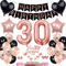 Rose Gold & Black 30th Birthday Cake Topper Set for Women - Includes Banner & Cake Topper
