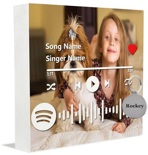 Placa conmemorativa personalizada, recuerdo de perro y funerario para perros fallecidos, gatos, caja de madera para boda, cumpleaños, día de San Valentín, día de la madre y del padre, código de música
