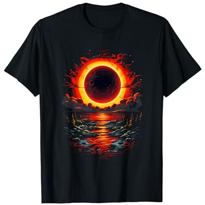 Schwarze Sonnenfinsternis bei Sonnenuntergang am Stein Meer T-Shirt