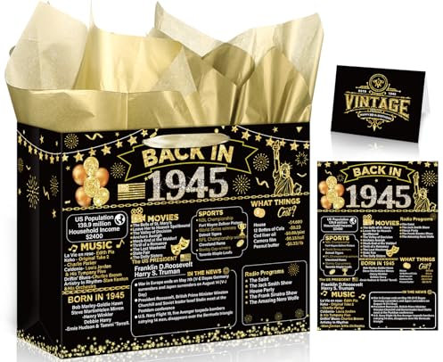 Geschenktüte zum 80. Geburtstag, Geschenktüte zum 80. Geburtstag, Geschenktüte zum 80. Geburtstag, Geschenktüte zum 80. Geburtstag, für Männer und Frauen, Partyzubehör