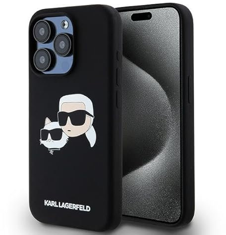CG Mobile Karl Lagerfeld KLHMP15LSKCHPPLK Hülle für iPhone 15 Pro 6.1 Schwarz hardcase Silicone Karl & Choupette