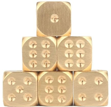 Wisafory 6 Stück Messing Würfel Set Sechsseitige Spielwürfel Solide Metall Würfel aus Kupfer Spielzeug Würfel Handwerkswürfel Kleine Metallwürfel Lernen Dice für Tischspiel Poker Partei