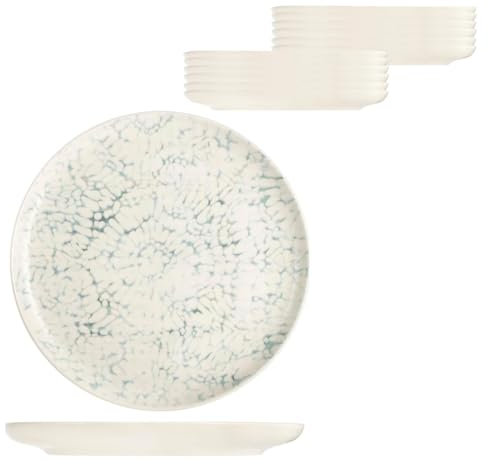 H&H-Set 12 Piatti Piani, linea Giove, 26 cm, in stoneware, lavabili in lavastoviglie