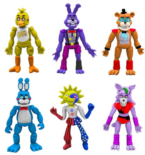 Anime Fnaf Figur Sicherheitsverletzung Statue Spiel Fnaf Cake Topper Actionfiguren-Set 6 Stück FNAF Figuren Desktop Geburtstag Party Dekoration Sammlerstück Geschenk 10 cm
