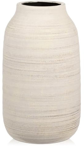 Dekovase Blumenvase aus Keramik Rund Tischvase im Antik Shabby Chic Look Vasen für Blumengesteck, H x Ø: 24,0 x 14,0 cm