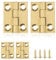 4 Pcs Brass Ball Bearing Door Hinges, Copper Small Hinges Door Hinges Antique Bronze Mini Hinges Folding Butt Hinges Furniture Cabinet Butt Hinges with Hinge Fixing Screws, Gold (25x20x1 mm)