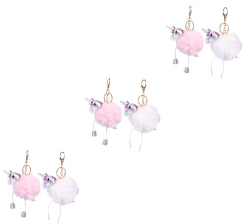 TOPBATHY 3 Sets 2 Stück Einhorn Schlüsselanhänger Flauschiger Schlüsselanhänger Auto Tier Pom Pom Anhänger Tier