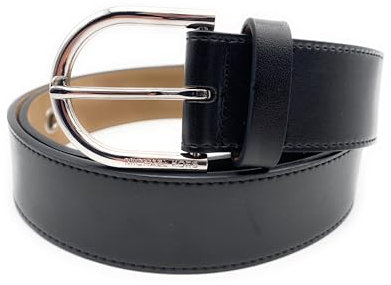 Michael Kors Gürtel I Damen I Echtes Leder I Größe L I 110cm lang mit Schnalle gemessen I 4,0 cm breit I Schwarz I Gestanzte große Ösen I Women Belt2894