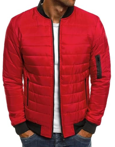 Generisch Herren Winterjacke Rot Gesteppt Wasserdicht Langarm 4XL