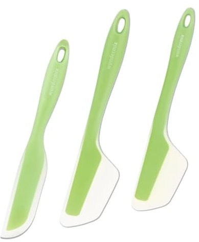 Wundermix Spatel-Set (3er-Pack) • WunderSpatel & FlexiSpatel Klein & Groß • Praktische Küchenhelfer für Thermomix & Monsieur Cuisine • Silikonspatel •BPA-frei • Farbe: Grün
