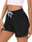 Crewhpo Shorts Damen Baumwolle Kurze Hose Sommer mit Taschen Sportshorts Einfarbige High Waist Sporthose Jogginghose Kurz Locker Trainingshose Laufshorts Elastischer Bund Schwarz XL