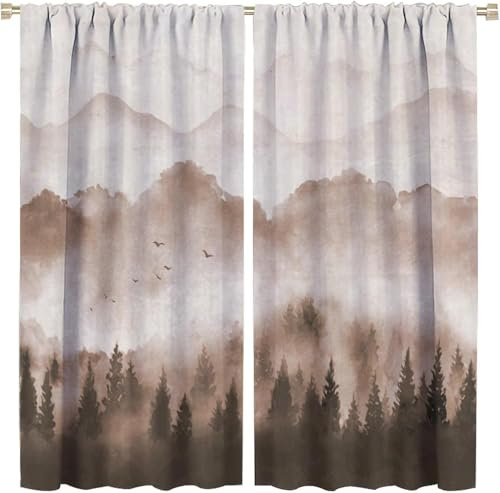 Vorhang Waldlandschaft 140X160 cm (B + H) Eyelet Vorhänge 3D Schlafzimmer Salon Fenster Gardine/Vorhang Kinderzimmer Gardine Kräuselband Vorhänge Junge Mädchen Zimmer Schmücken-28150082